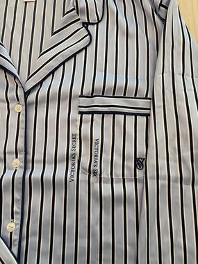 NWT Victoria's Secret Blue and Navy Vertical Stripe Button-Down PAJAMAS